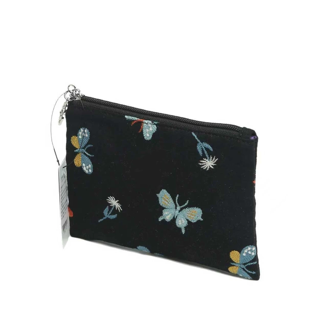 手包款拉链化妆包零钱包女蓝色小手包民族风印花百搭