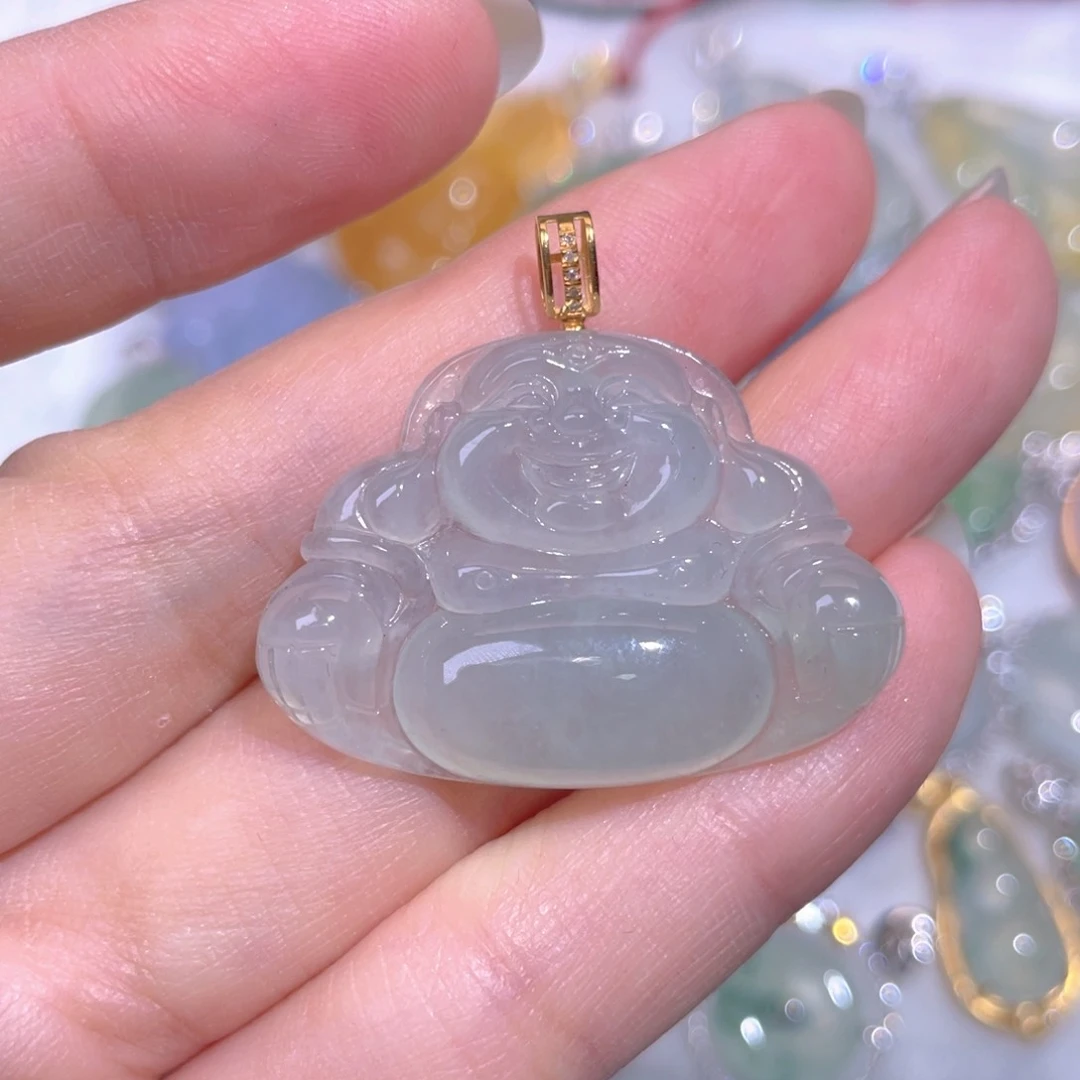 颈饰18K金镶嵌翡翠翡翠