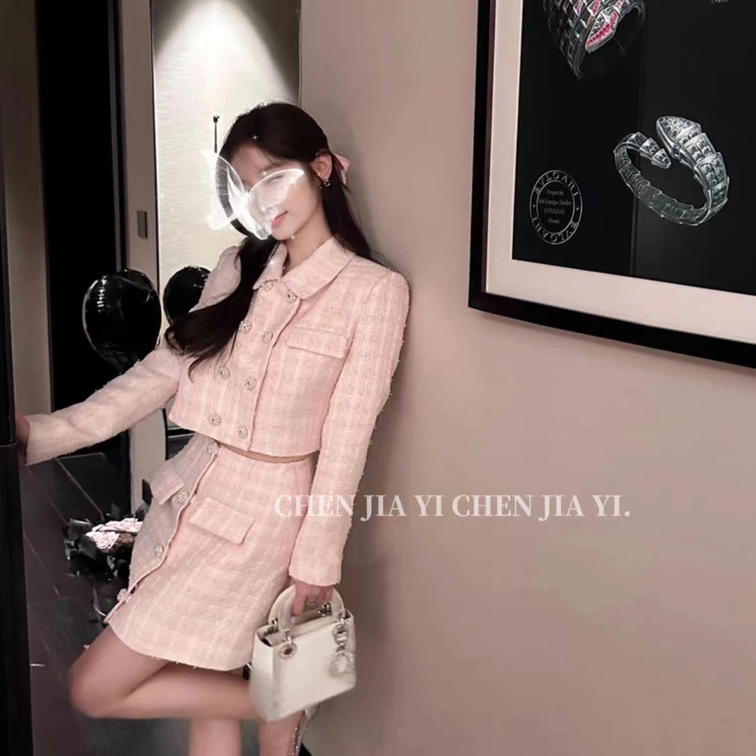 【JIAYI】千金感小香风双排扣重工气质两件套