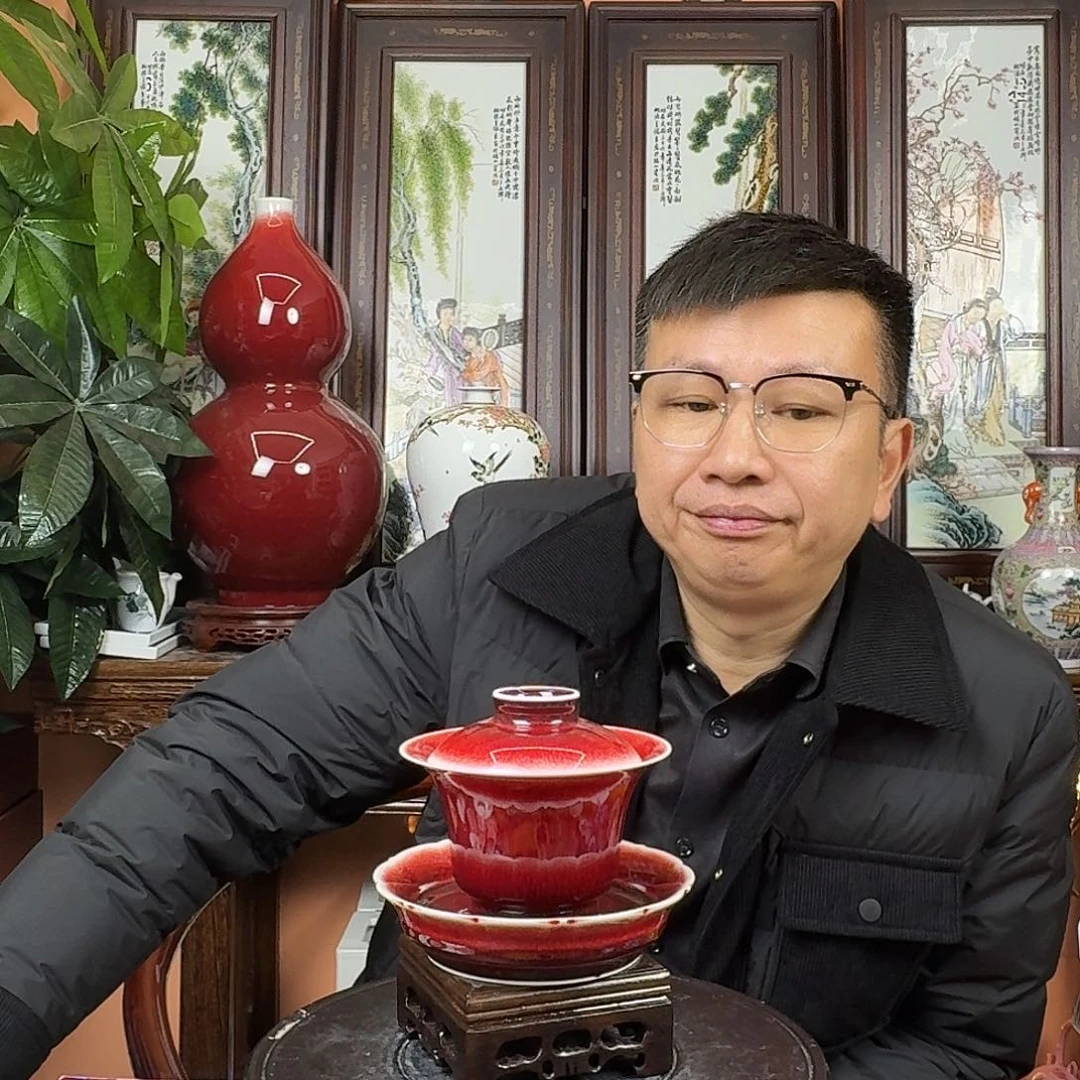 陶摆件景德镇陶瓷手工制作盖碗