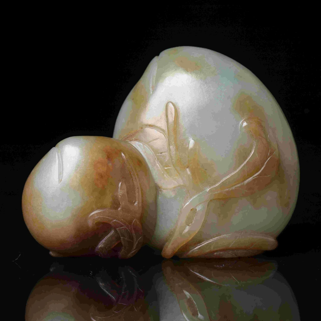 清代和田玉福寿如意摆件-NX