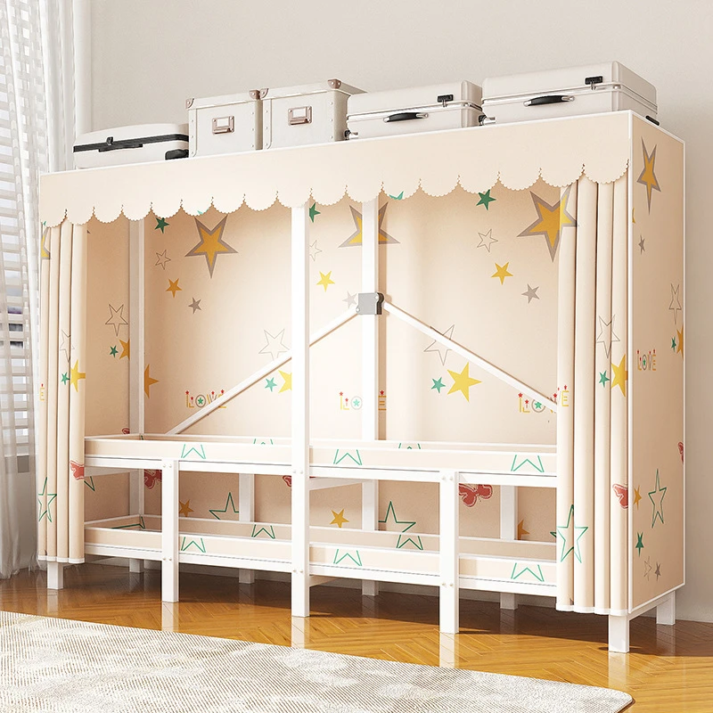 免安装衣柜加粗家用卧室折叠简易布衣柜出租房全钢架结实耐用衣橱