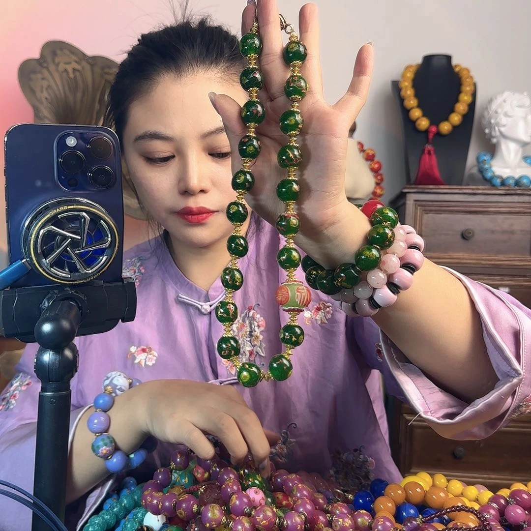 琉璃DIY程*老琉璃绿色粉色凤眼