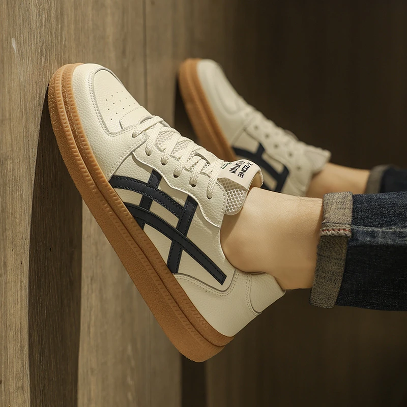 男潮鞋2025春季新款百搭复古潮流德训鞋子男夏季透气休闲运动板鞋