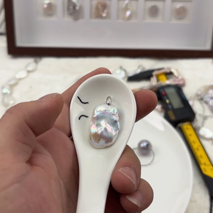 吊坠(不含链)银S925镶嵌淡水珍珠