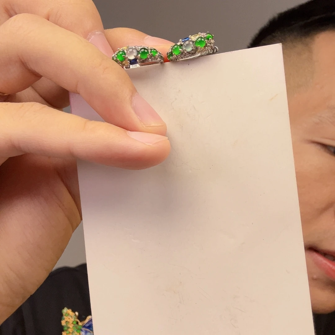 翡翠未镶嵌颈饰一对