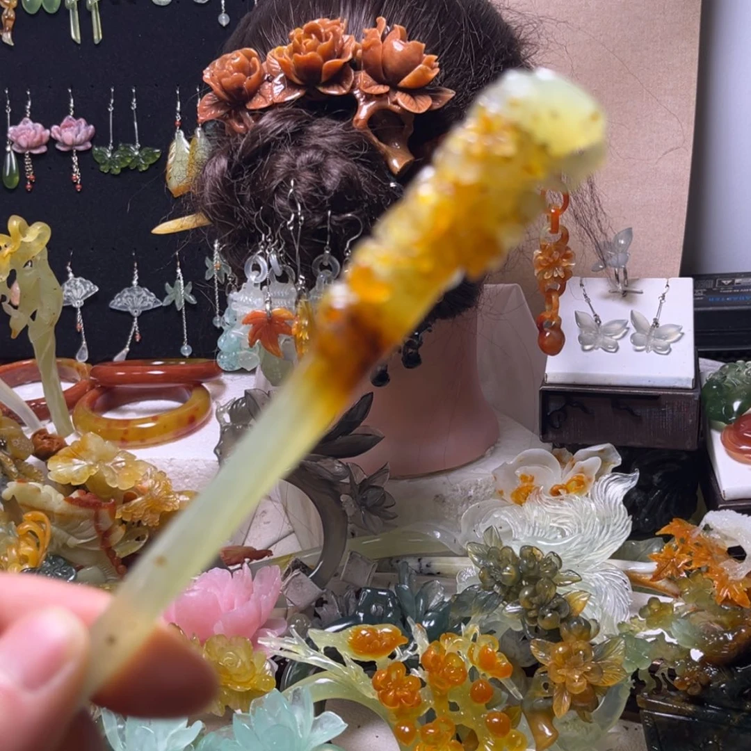 【闪购商品】未镶嵌蛇纹石玉发饰