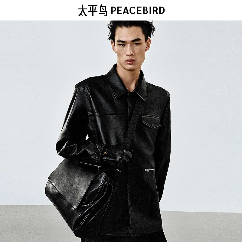 【锋度皮衣】太平鸟男装 Peter Do联名皮夹克外套B1BDF4C07