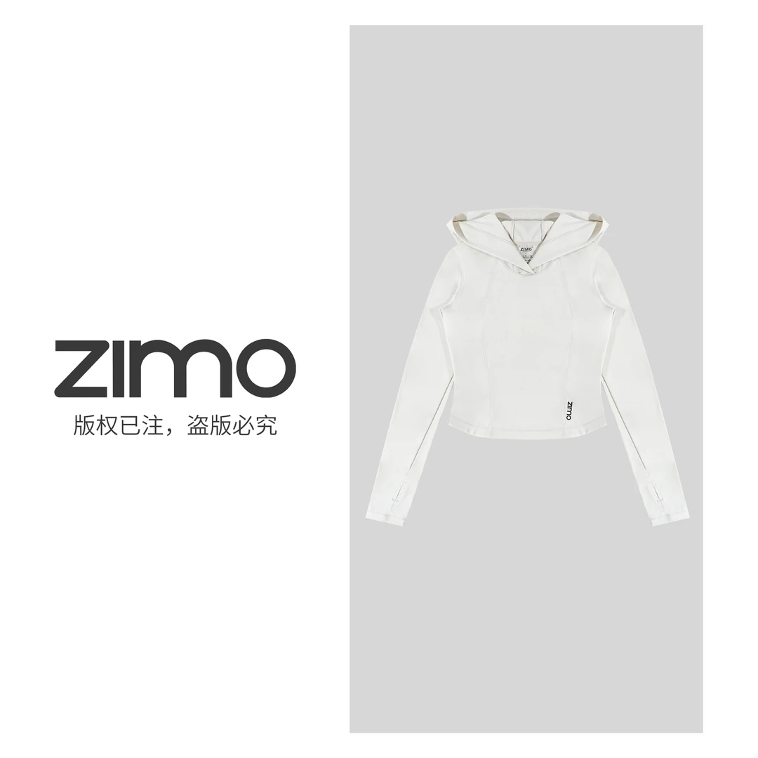 女士连帽长袖白蛋白131-zimo-瑜伽健身瑜伽服健服YFCX131