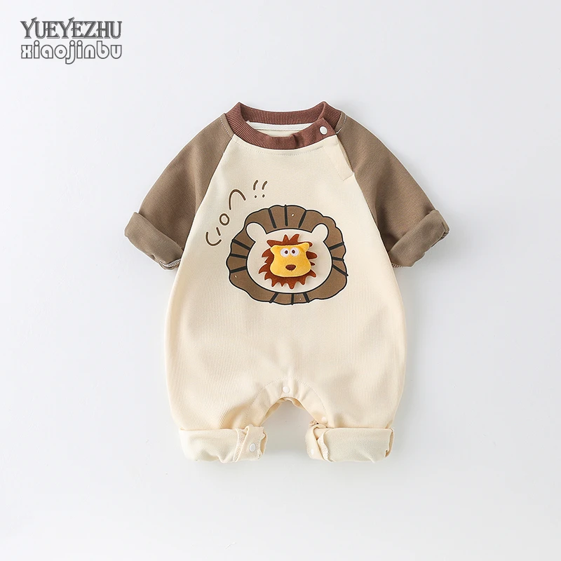 婴儿秋装长袖薄款男宝宝卡通衣服秋季外出连体衣韩版洋气哈衣爬服