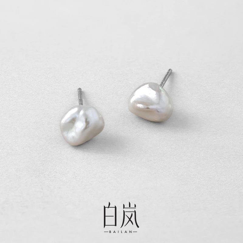 白岚keshi珍珠耳钉女时尚小众设计轻奢白色百搭ED3986，多样性发一