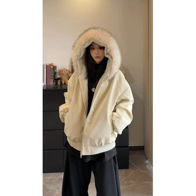 大毛领座山雕连帽保暖棉服男女冬季加厚棉衣潮牌防寒宽松情侣棉袄