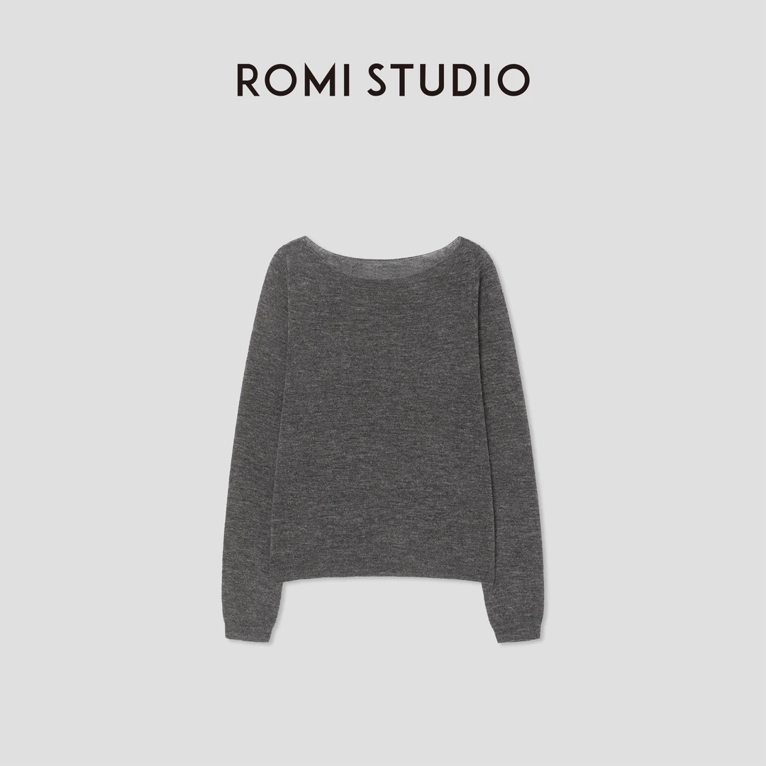 ROMI STUDIO“温柔已至”绵羊毛星云纱一字领软糯毛衫 RWCSST1467