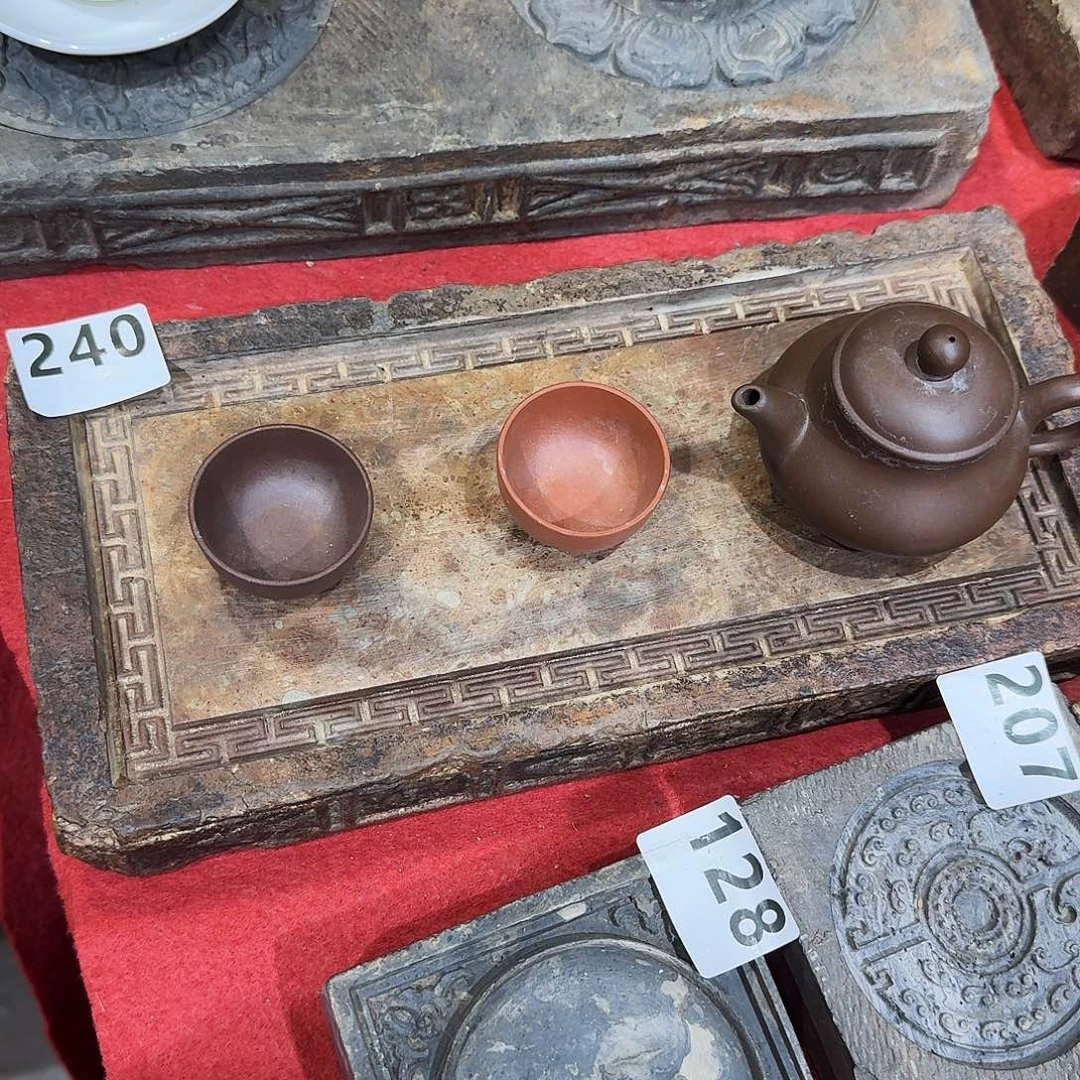 老砖茶台，砚台，画像砖