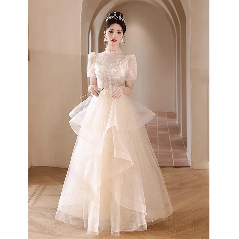 香槟色晚礼服女2025新款高级感轻奢小众高端宴会主持成人礼公主裙