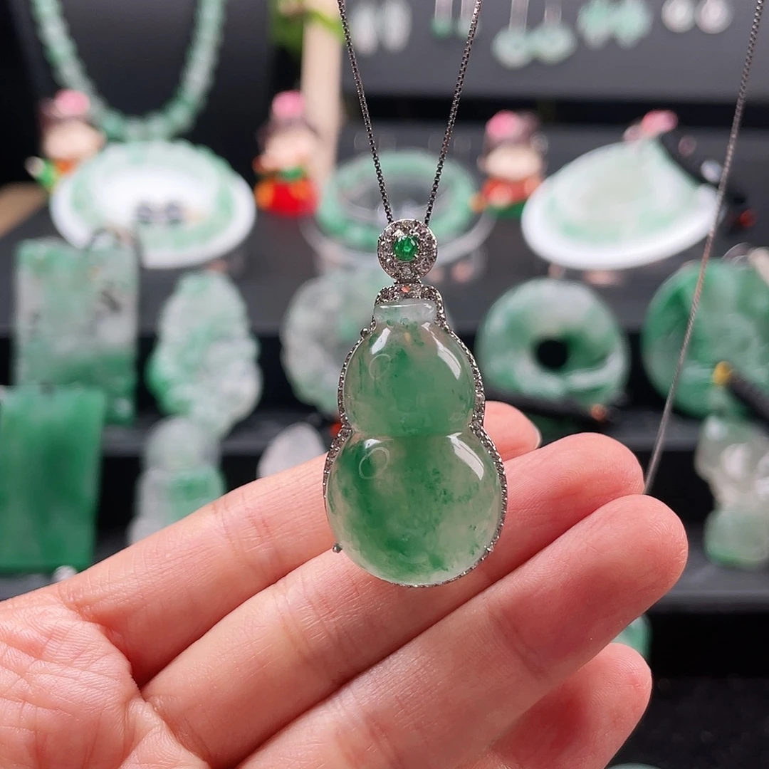 石英质玉银S925镶嵌吊坠(不含链)