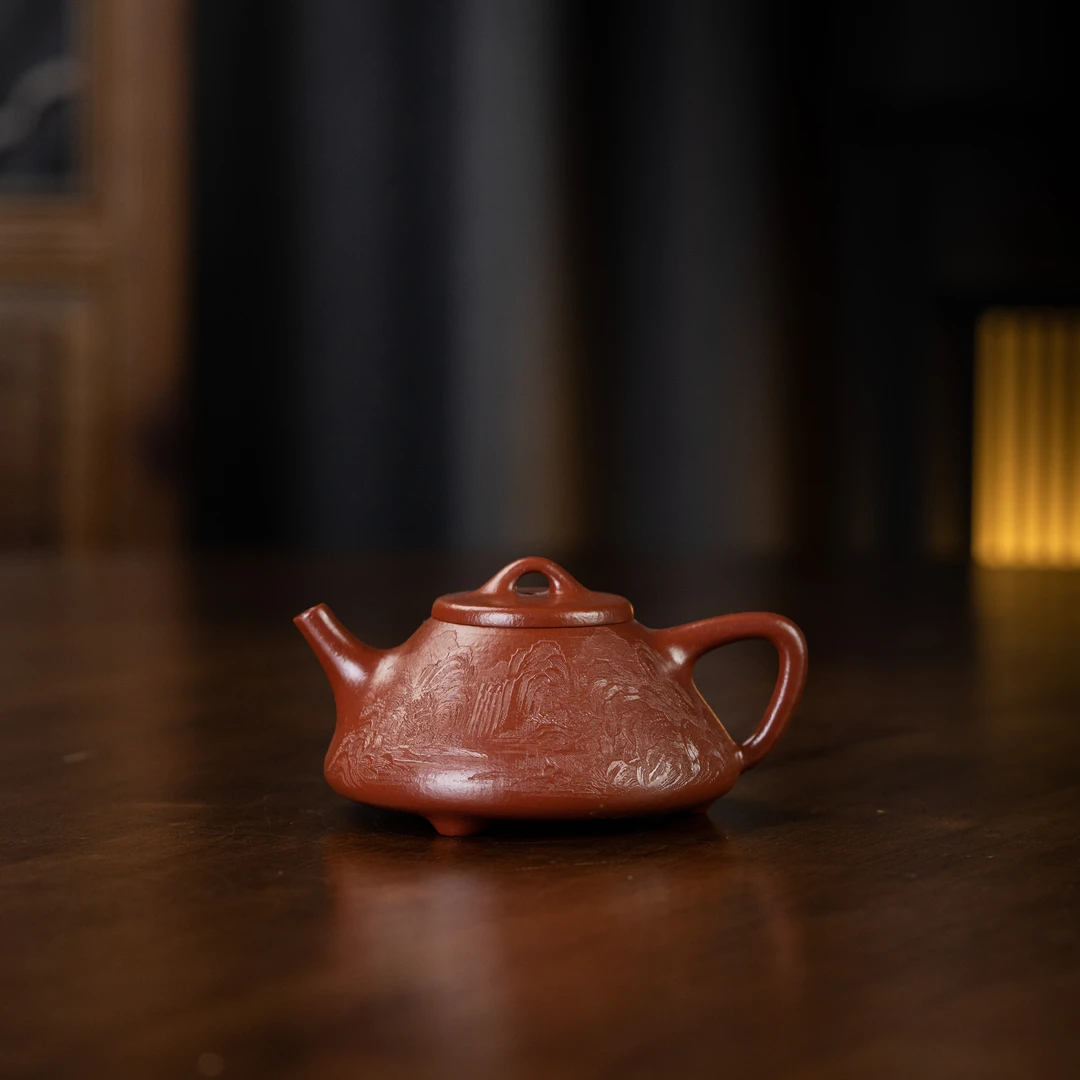 【央广非遗】子冶石瓢（山水）孙秋秋 全手工大红袍150cc家用紫砂壶