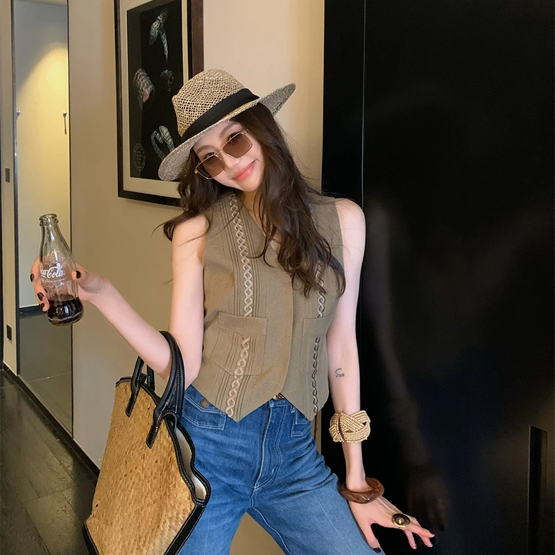 【ALONE SAVOR】塞纳旋律韩系小香风无袖复古背心马甲J023