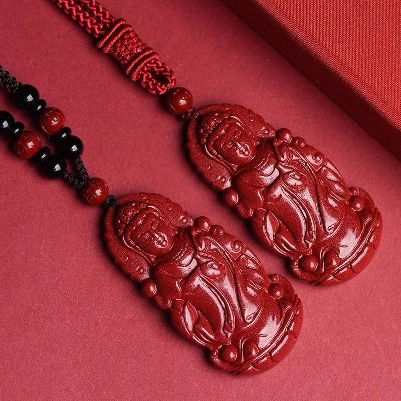 含辰砂工艺品朱砂紫金砂观音吊坠男女同款