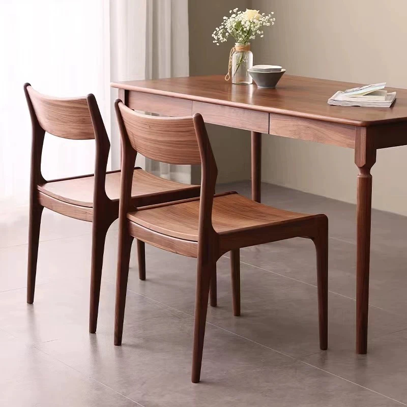 北美黑胡桃木全实木餐椅北欧简约原木榫卯家具舒适高端设计师餐椅