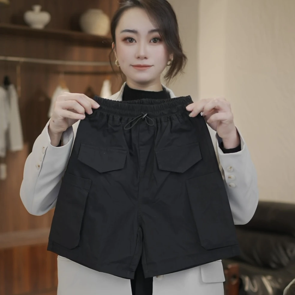 【鸭梨童品】2025夏款口袋松紧短裤儿童简约时尚高级男女童设计感