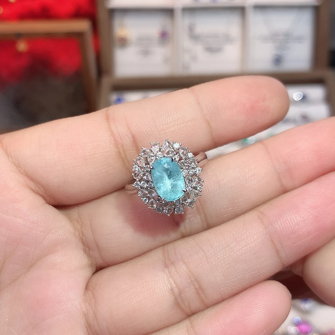 18K金镶嵌戒指帕拉依巴碧玺1.42ct/七天无理由