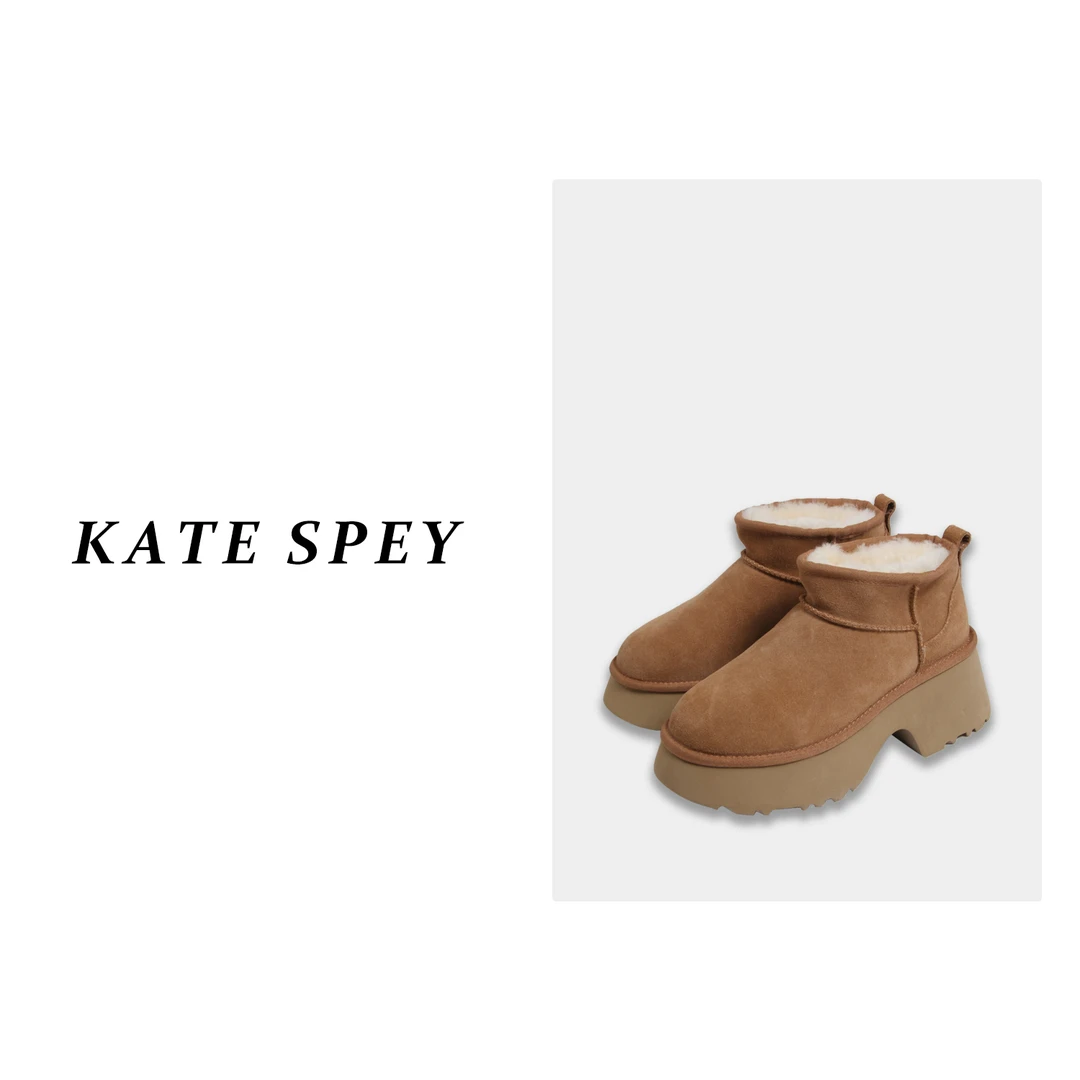 凯特丝蓓1166#冬季人鱼厚底高跟雪地靴女靴子短靴7cm增高无标