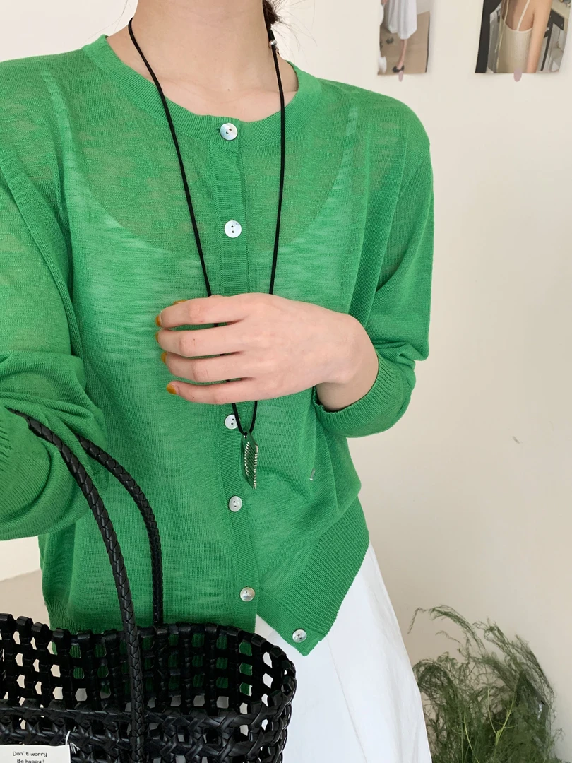 【DUODUO  609908】夏季爆款竹节麻圆领女百搭时尚防晒针织开衫