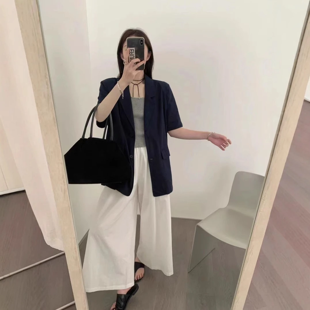 灰灰呀！2935 韩系复古设计感百搭短袖西装外套