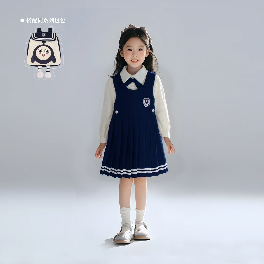 2025秋季儿童韩版翻领长袖衬衣女童韩版时尚气质裙子套装D3S5-890