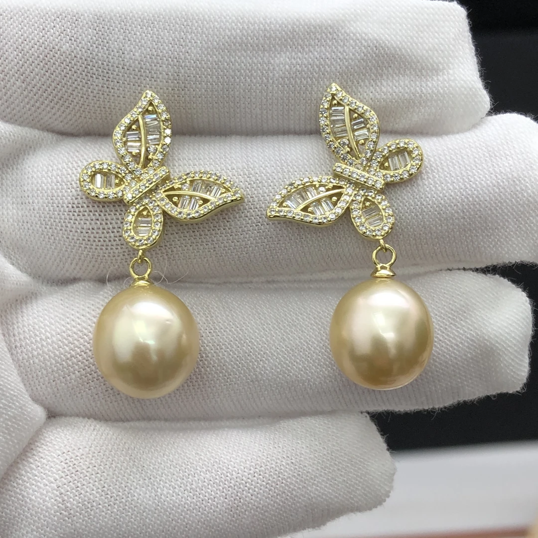 12-13mm极光金珠耳坠