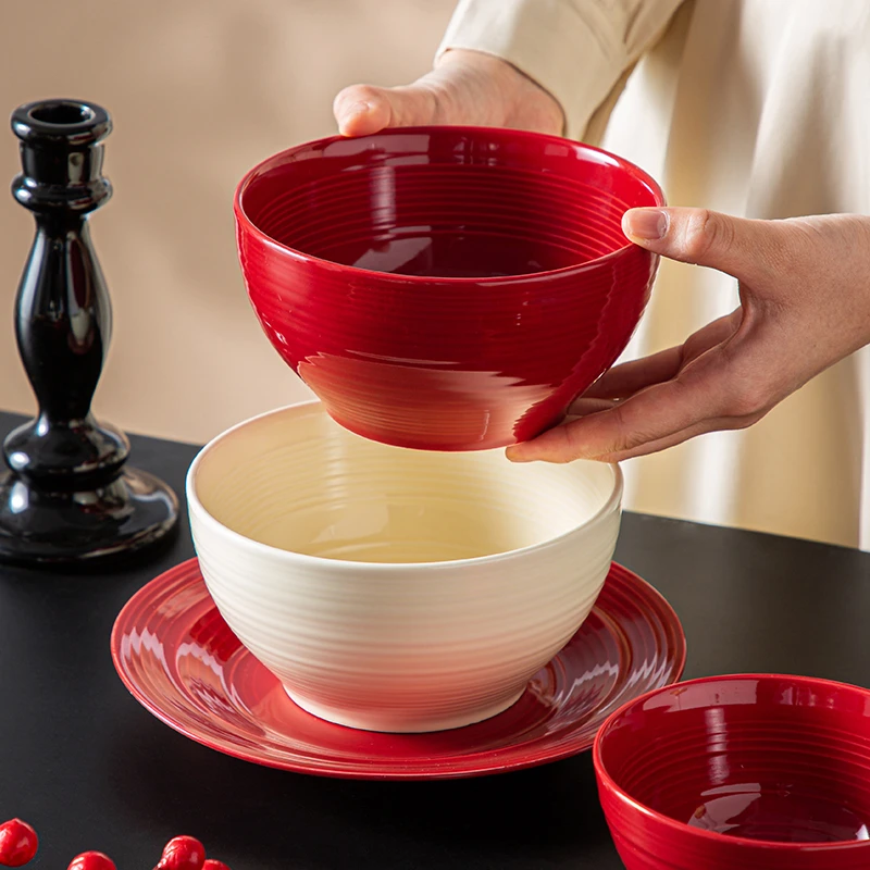 喜庆餐具红色碗套装家用结婚订婚喜庆碗伴手礼饭碗面碗