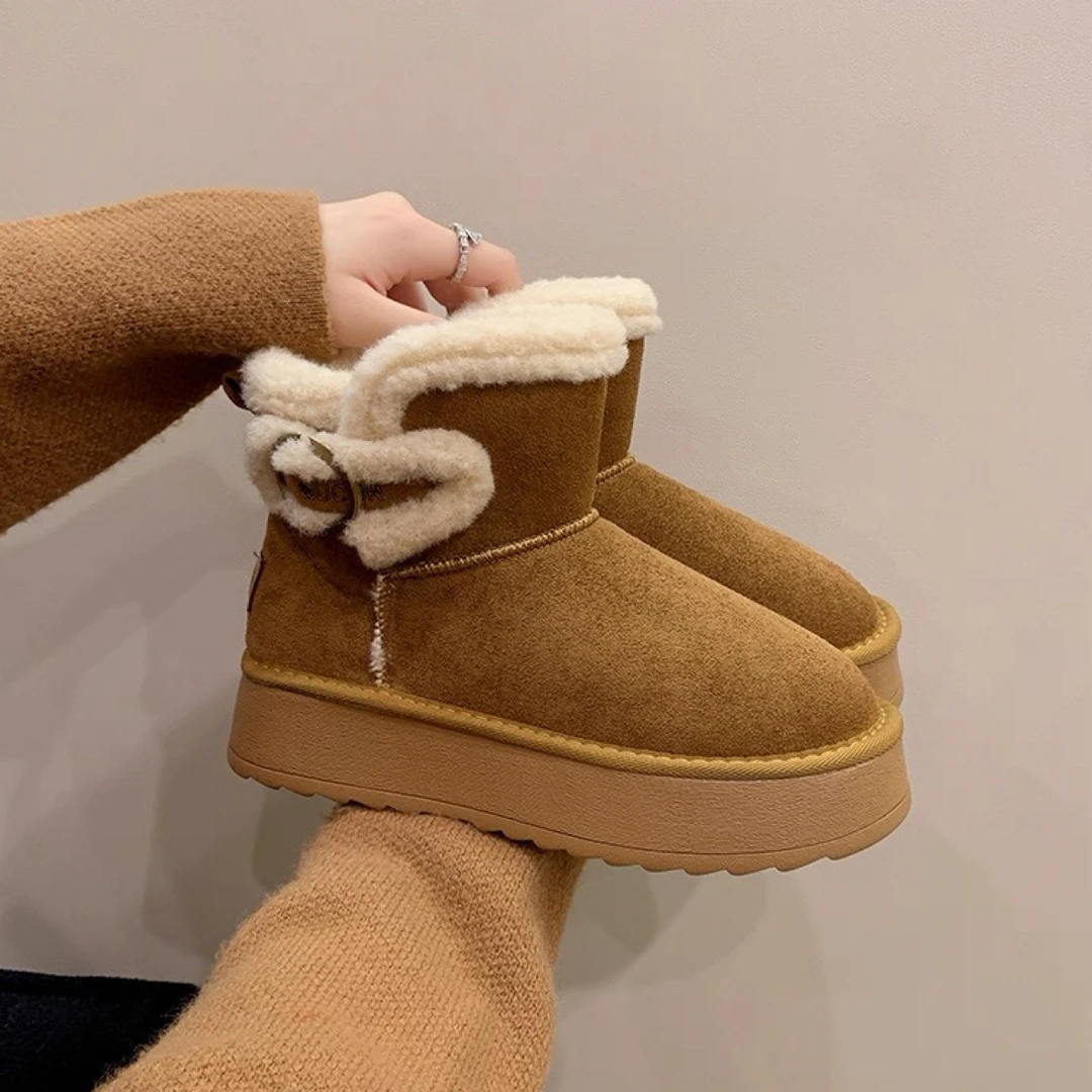 厚底雪地靴女2025新款冬季加绒加厚棉鞋防滑东北雪地棉靴C012
