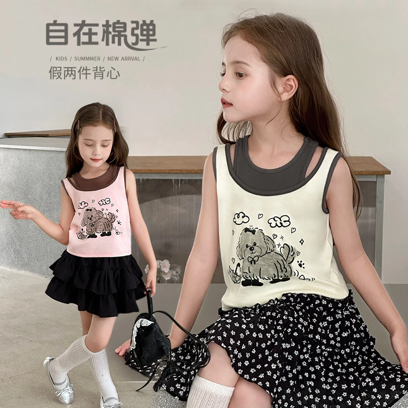图图小象童装女童背心2025新款夏季假两件撞色设计感背心GBXT247