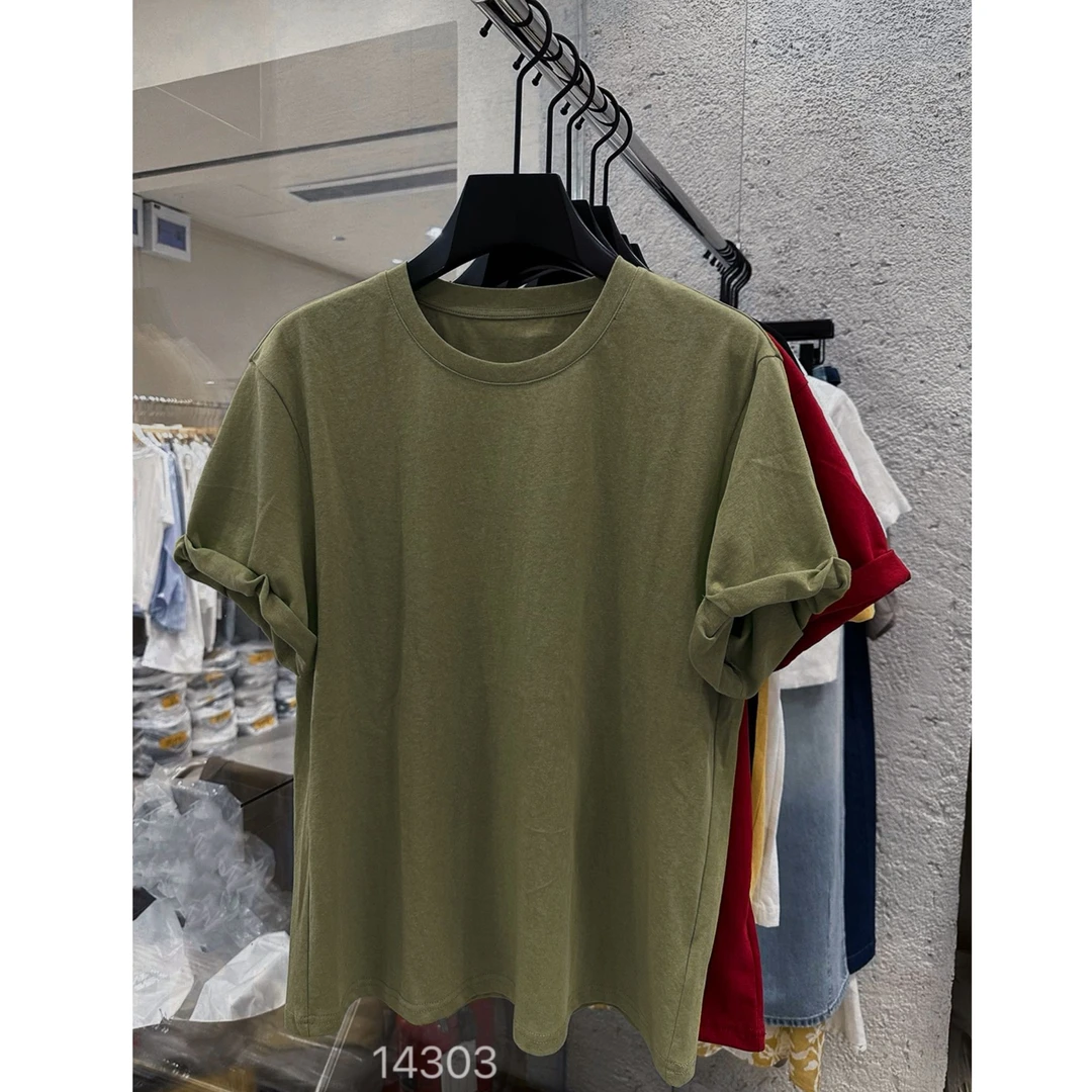 14303 SANFAN  新款净版袖口卷边短袖T恤