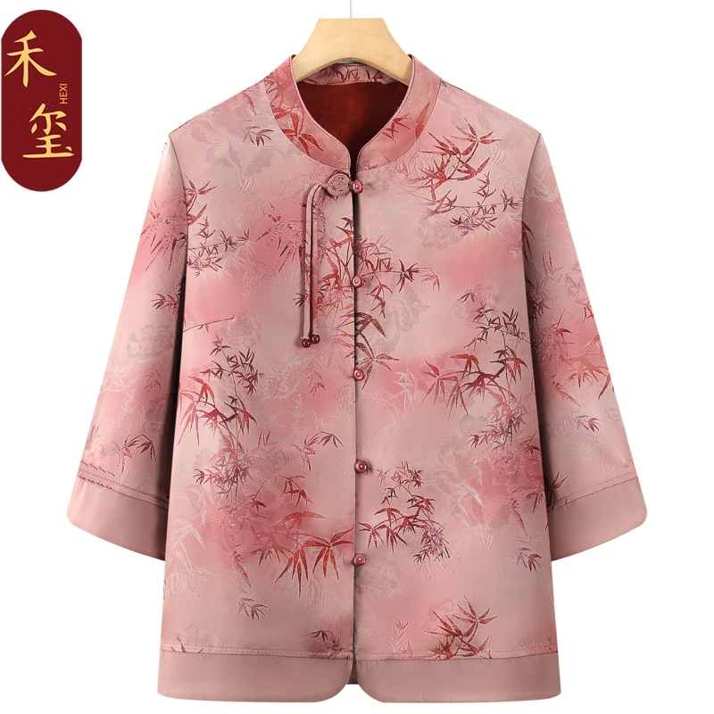 夏季女装奶奶衬衫中老年老太太夏装上衣衣服妈妈中式七分衬衣衣服