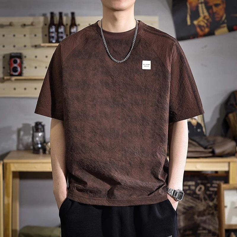 美式潮牌扎染痞帅短袖t恤男宽松大码插肩袖上衣夏季薄款半袖体恤