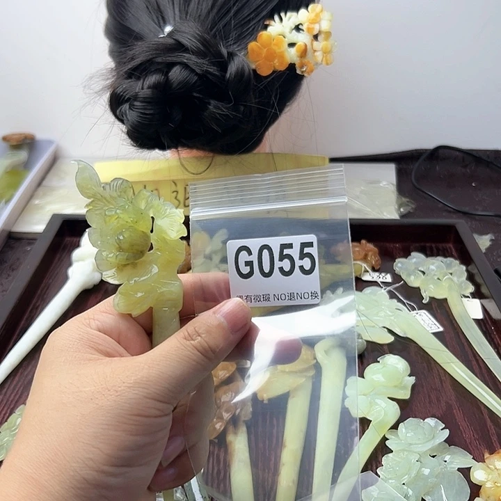 蛇纹石玉发饰合金*️***