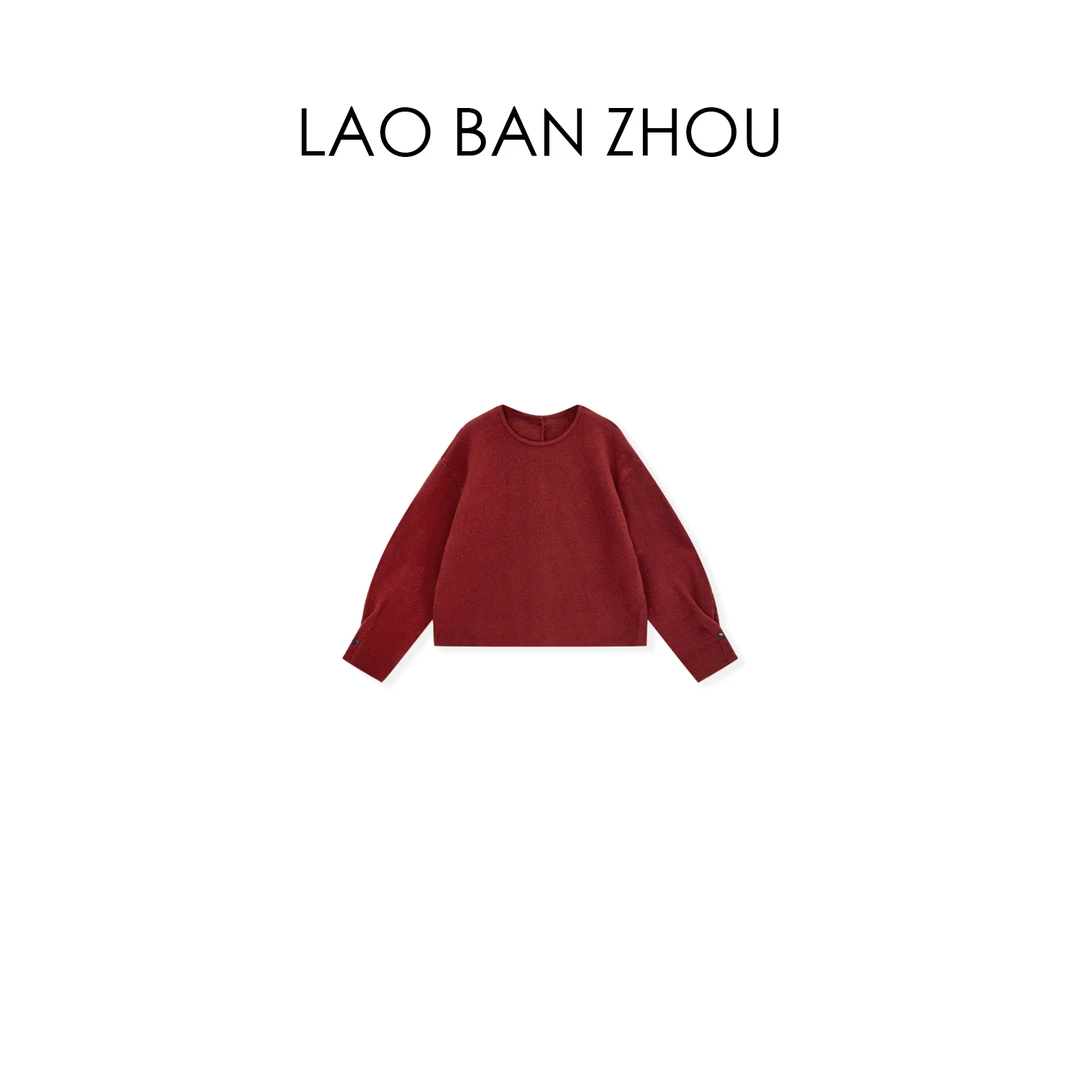 【老板周】小众设计 秋冬后背单排扣慵懒休闲短毛衣