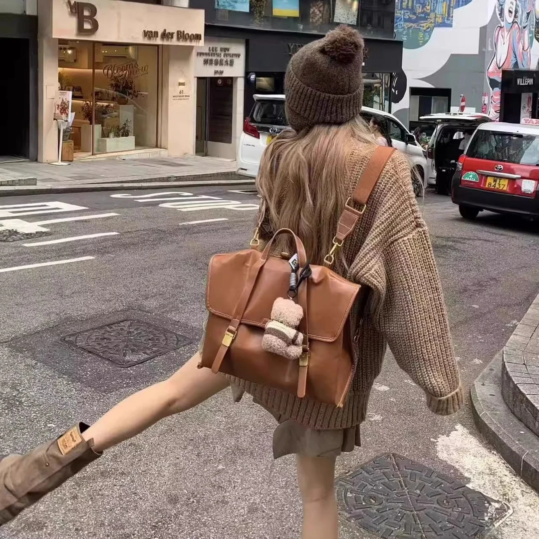 ck正品【奥莱撤柜】2025新款学院风美拉德复古大容量公文包旅游通勤