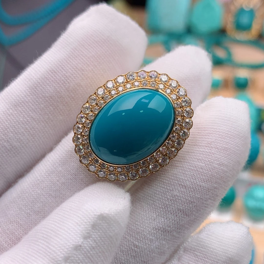 18K金镶嵌绿松石珠宝奇石任*