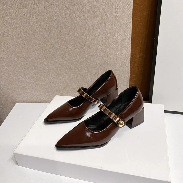 一字带高跟鞋子2025年秋季新款仙女风配裙子粗跟法式玛丽珍女单鞋