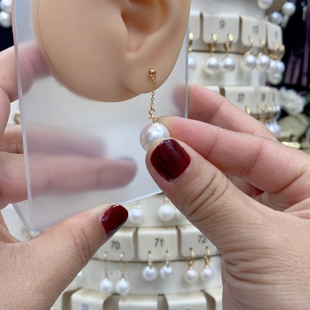 银S925镶嵌淡水珍珠耳饰