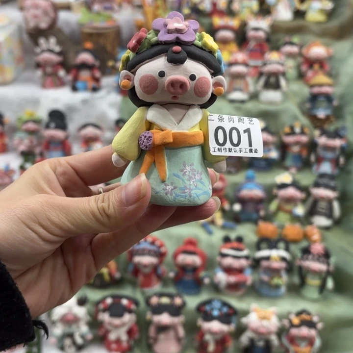 哈***¥摆件陶两条肉猪猪摆件