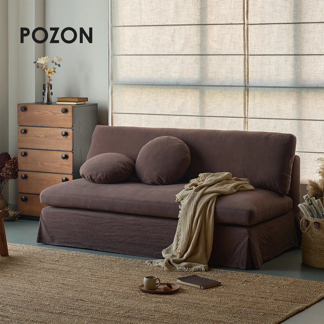 浮屿无扶手沙发天然亚麻侘寂风棉麻布艺可拆洗小户型