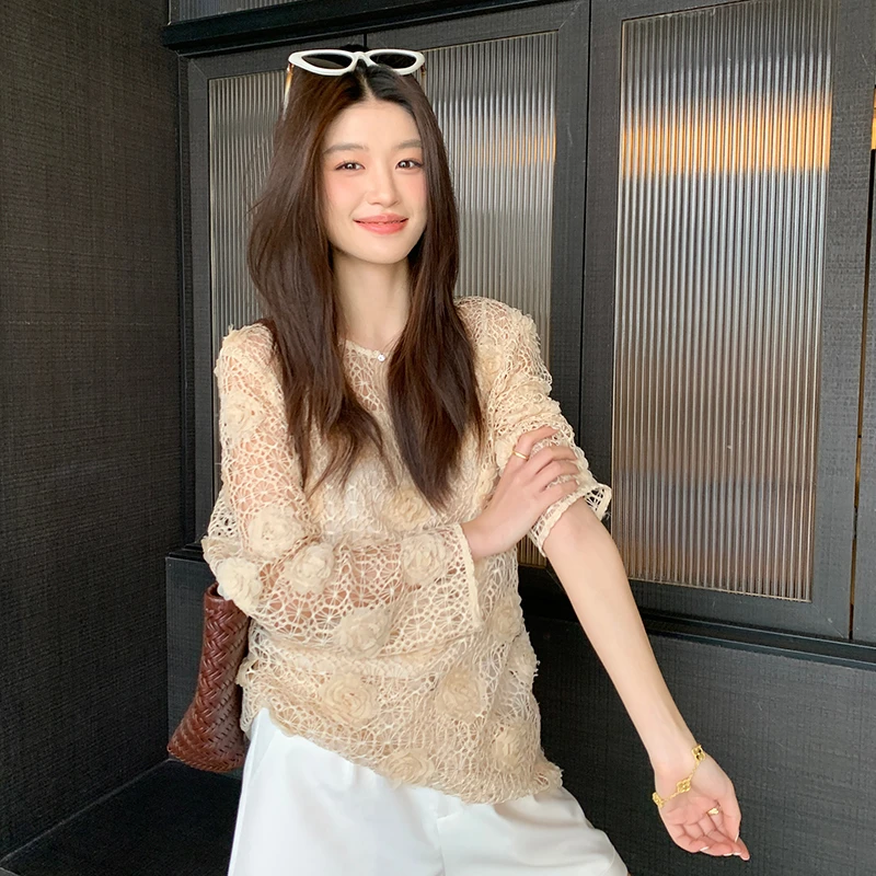 【温柔滤镜】RARE ZZ新款立体针织弹力镂空宽松两件套针织衫