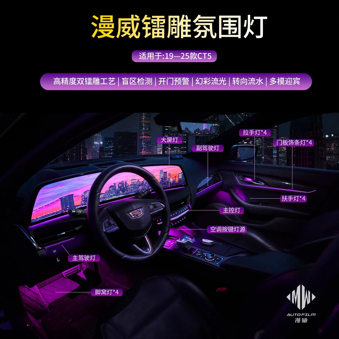 漫威凯迪拉克19-25款双镭雕主动式氛围灯