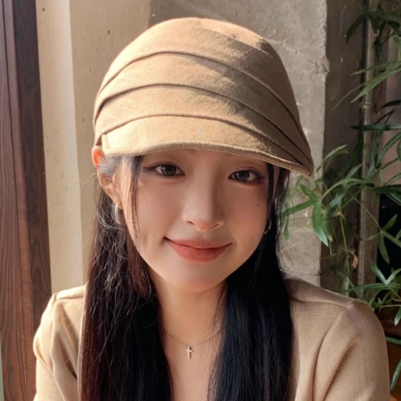 Miss both2025新款褶皱鸭舌帽子女春夏季大头围显脸小休闲前进帽