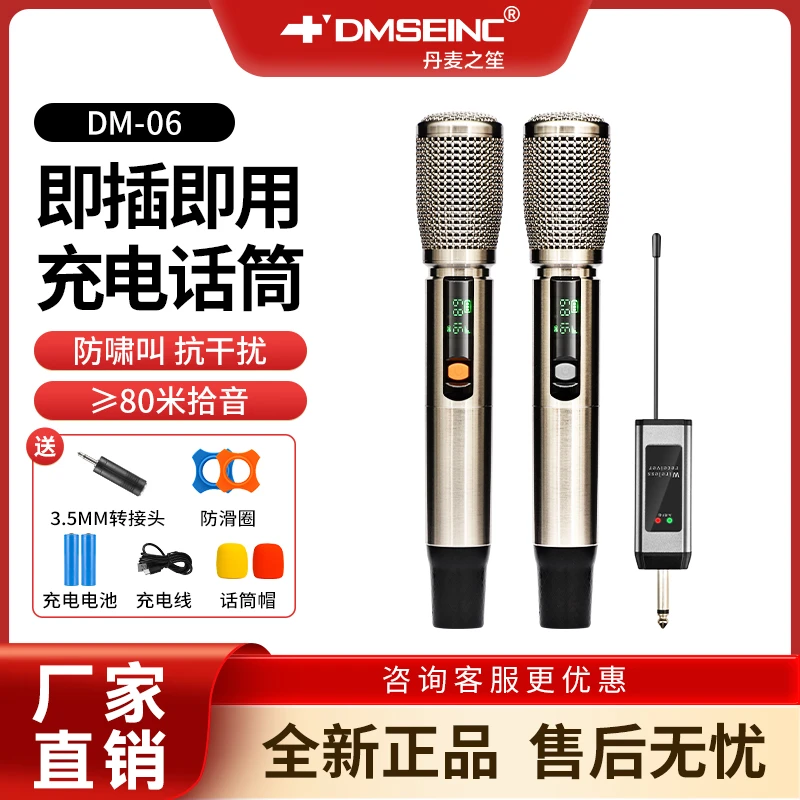 DMSEINC充电无线麦克风DM-06家庭KTV舞台主持演讲k歌调频万能话筒