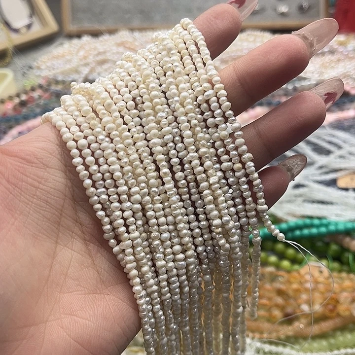 玛瑙/玉髓珠宝半成品未镶嵌一条3mm左右哑光不规则珍珠